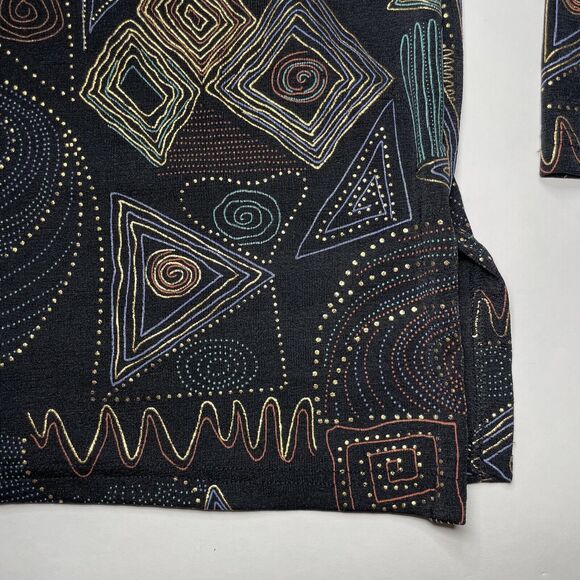 Vintage 90's Abstract Blouse Metallic Paint Sz S Art to Wear Grunge Boho Retro - Picture 12 of 12